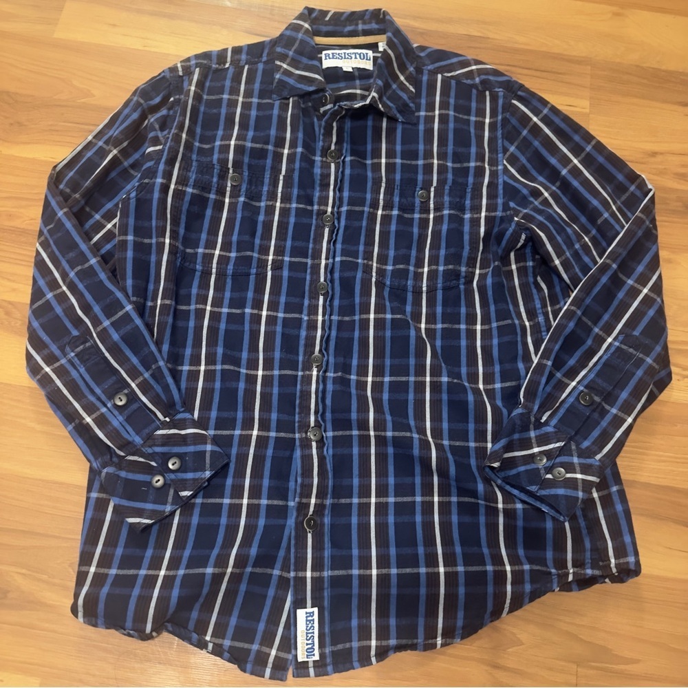 Resistol Outdoors Navy and White Plaid Men's Navy Shirt